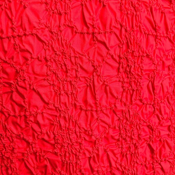 Scrunched RED Jacket with Flutter Sleeves, Asymetric Loop Buttons, Size M - Picture 4 of 4